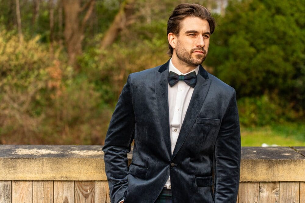 Navy Velvet Dinner Jacket - Image 4
