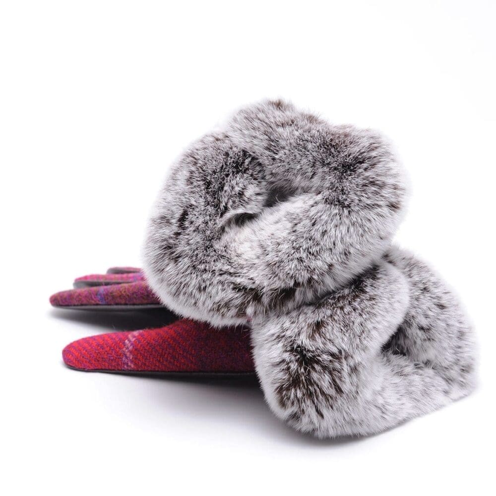 Ladies Harris Tweed Faux Fur Gloves - Image 3