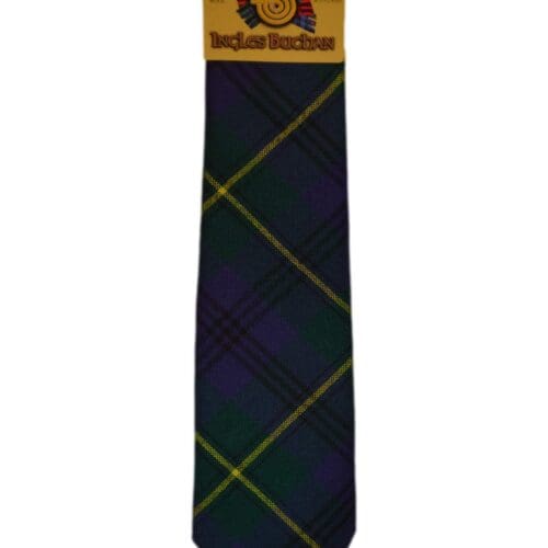 Men's Wool Tartan Tie - Johnstone Modern - Green, Navy, Yellow