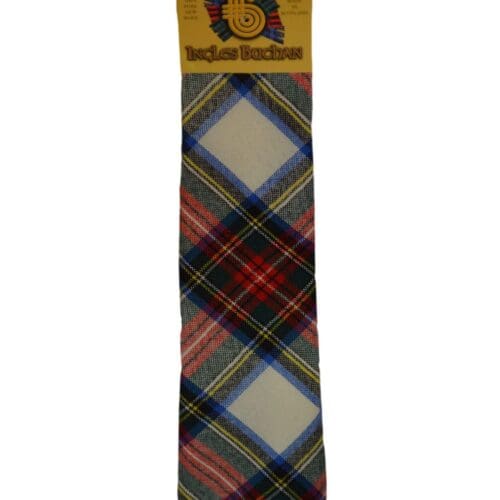 Men's Wool Tartan Tie - Stewart Dress Modern - White, Green