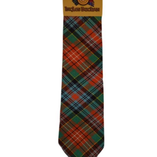 Men's Wool Tartan Tie - Caledonia Ancient - Orange, Green, Blue