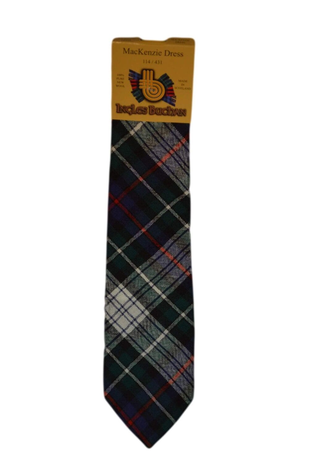 Men's Wool Tartan Tie - MacKenzie Dress Modern - Green, White, Red