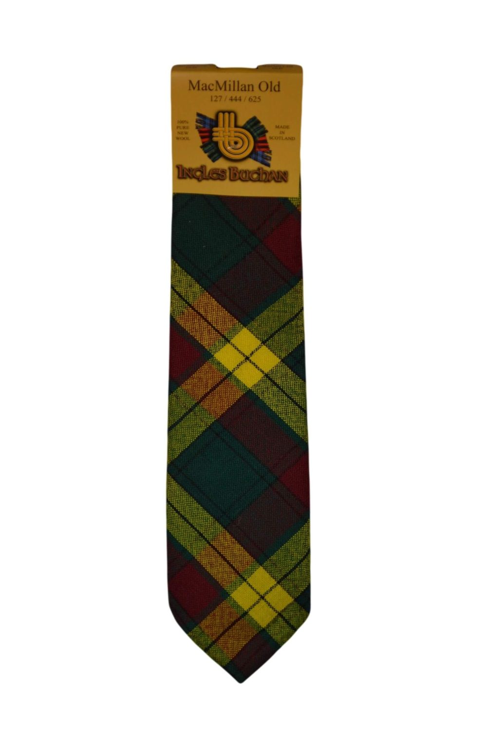 Men's Wool Tartan Tie - MacMillan Old Modern - Green, Yellow, Burgundy