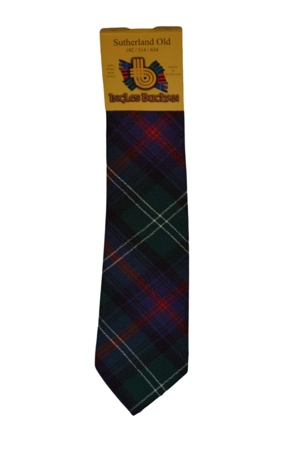 Men's Wool Tartan Tie - Sutherland Old Ancient - Green, Blue