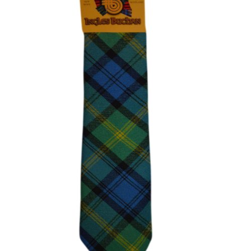 Men's Wool Tartan Tie - Gordon Old Ancient - Green, Blue, Yellow