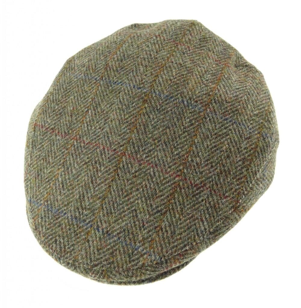 Harris Tweed Gent's County Cap - Green Herringbone