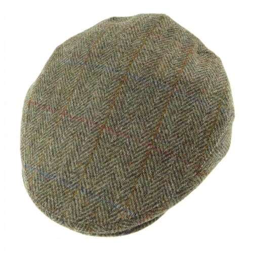 Harris Tweed Gent's County Cap - Green Herringbone