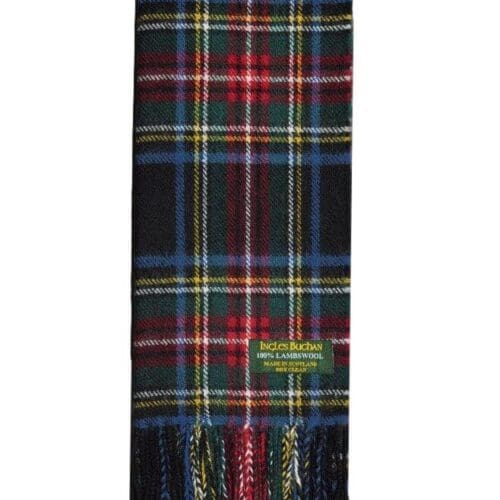 Stewart Black Lambswool Tartan Scarf