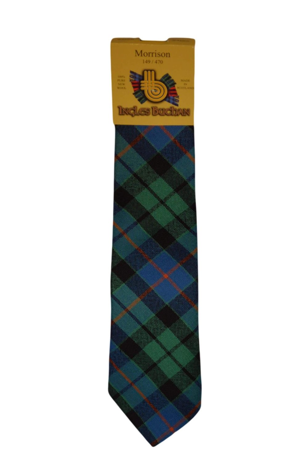 Men's Wool Tartan Tie - Morrison Ancient - Green, Blue