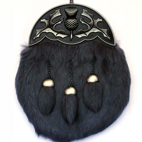Dress Rabbit Fur Sporran with Gunmetal Cantle