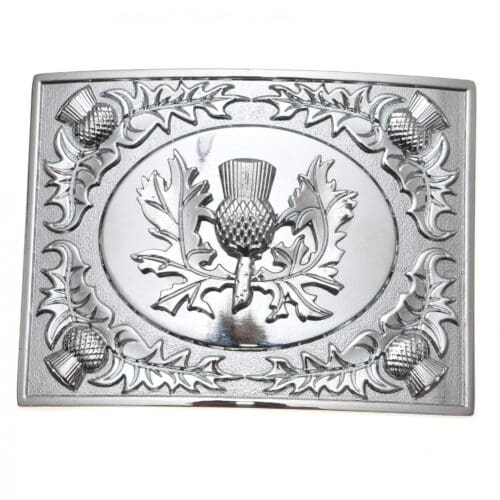 Kilt Buckle - Thistle on Thistle Chrome