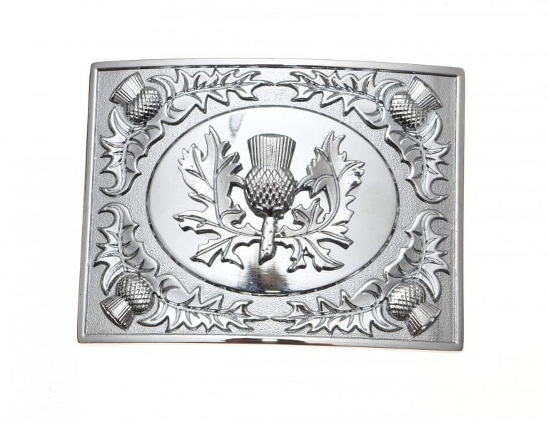 Kilt Buckle - Thistle on Thistle Chrome