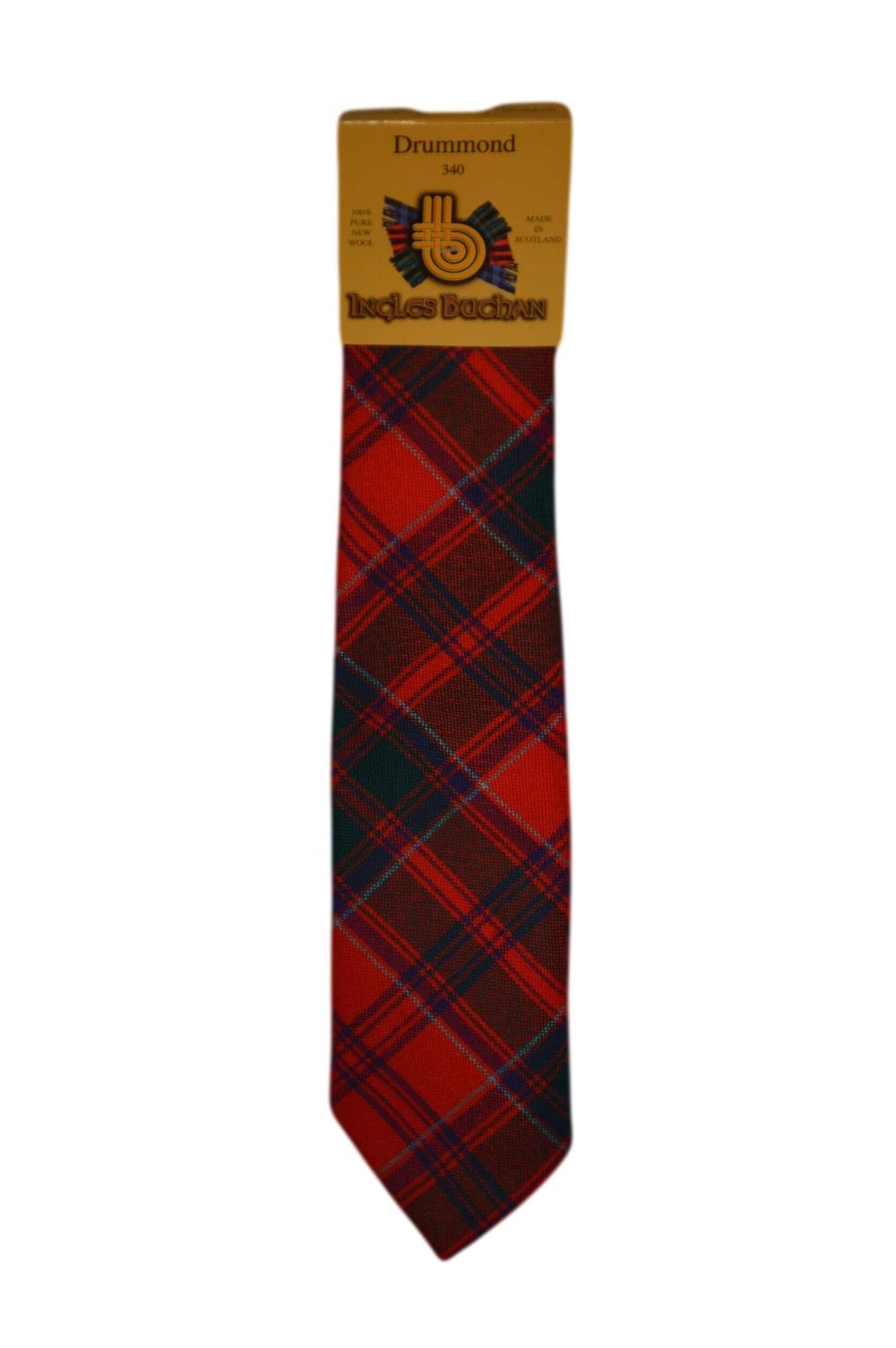 Men's Wool Tartan Tie - Drummond Modern - Red, Green