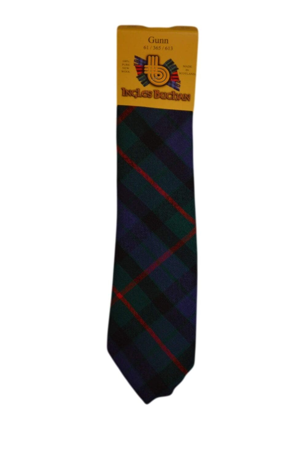 Men's Wool Tartan Tie - Gunn Modern - Navy, Green, Red