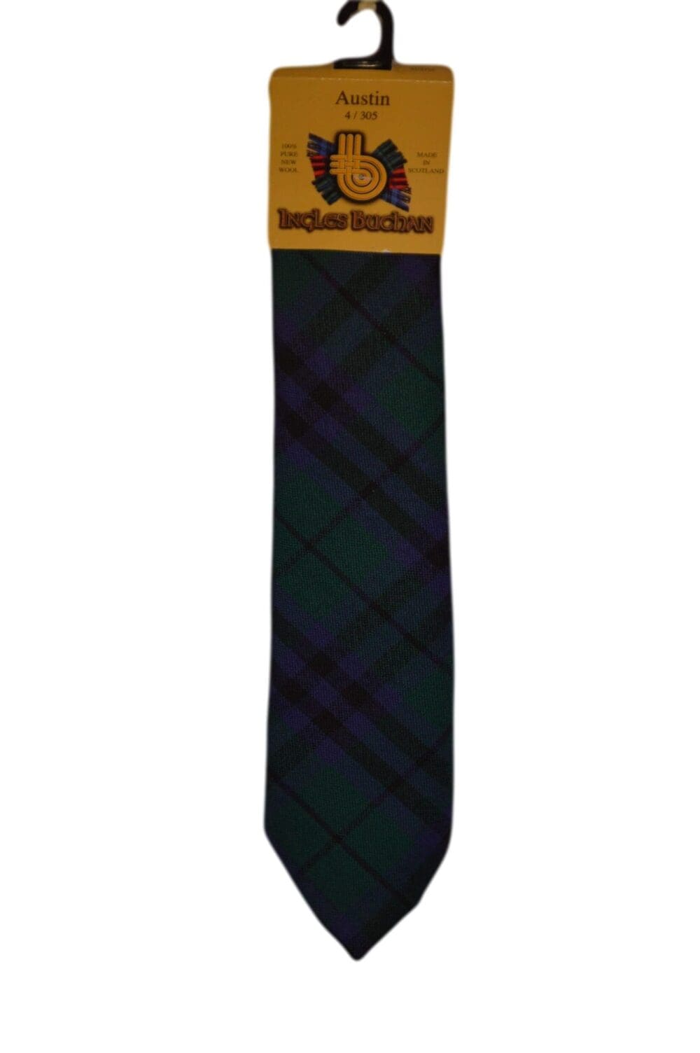 Men's Wool Tartan Tie - Austin Modern - Green, Blue