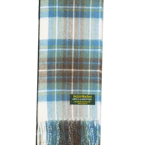 Stewart Muted Blue Lambswool Tartan Scarf