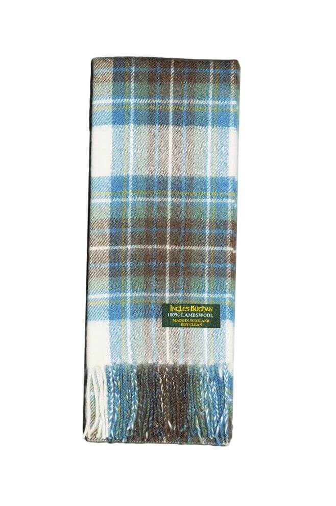 Stewart Muted Blue Lambswool Tartan Scarf