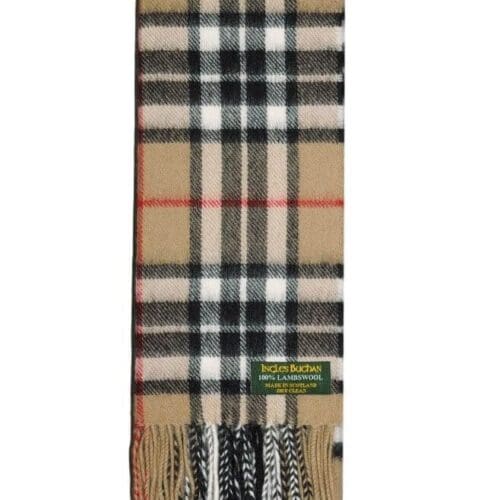 Thomson Camel Lambswool Tartan Scarf