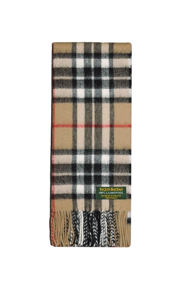 Thomson Camel Lambswool Tartan Scarf