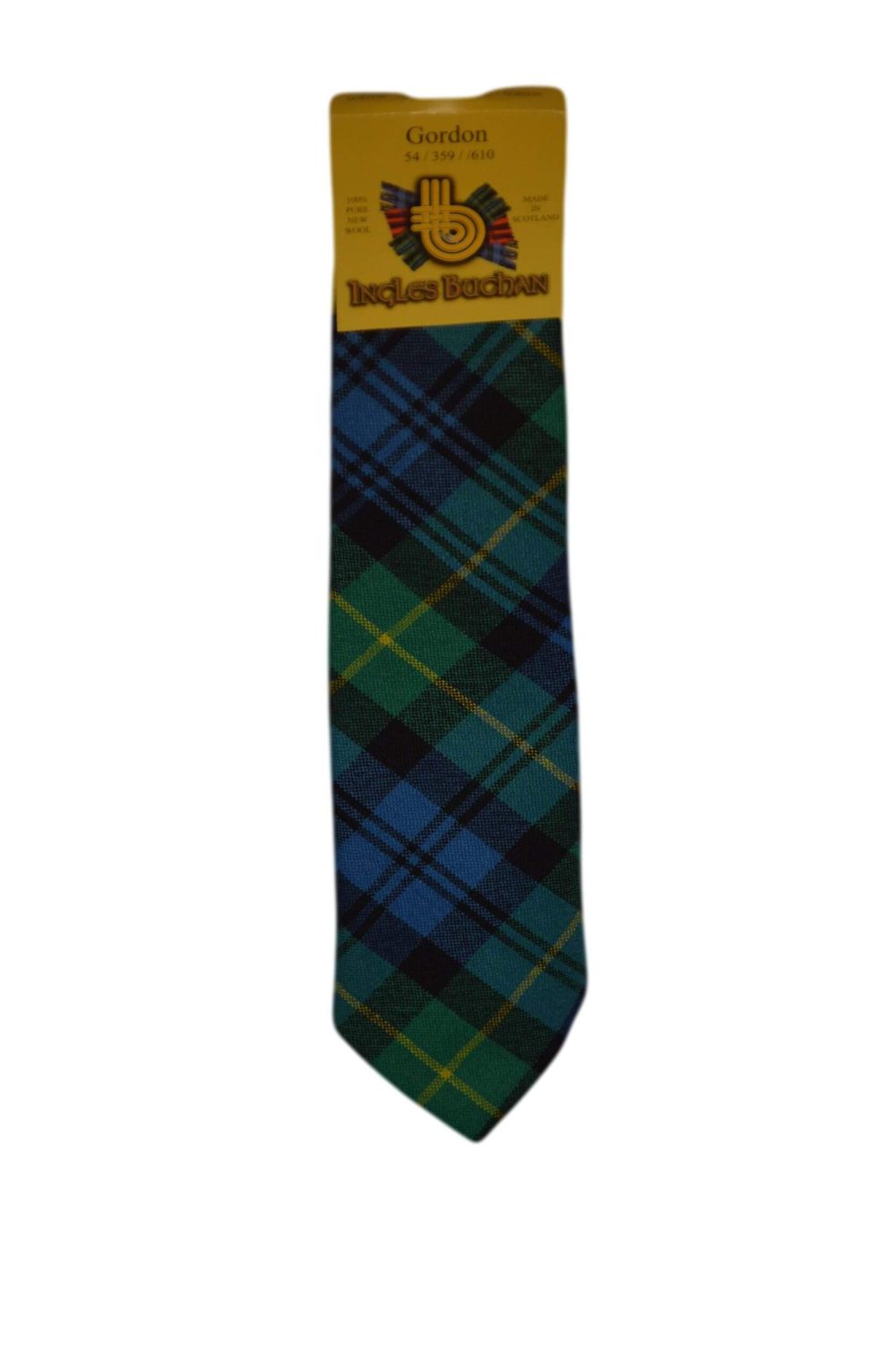 Men's Wool Tartan Tie - Gordon Ancient - Blue, Green, Yellow