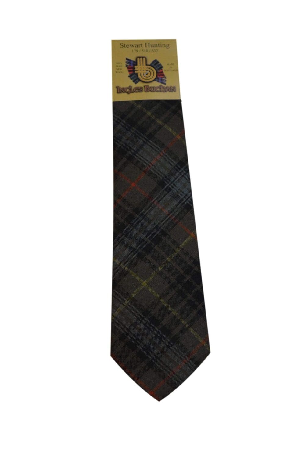 Men's Wool Tartan Tie - Stewart Hunting Weathered