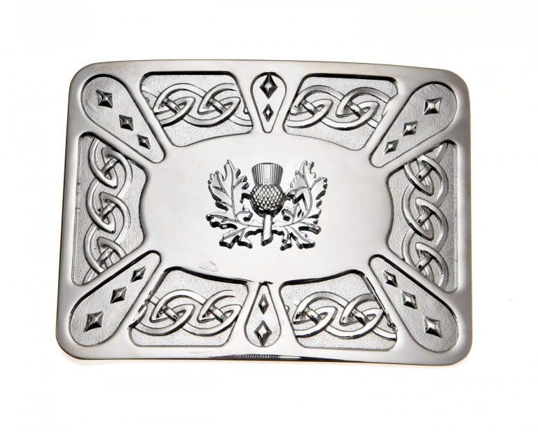 Kilt Buckle - Thistle on Zoomorphic Chrome