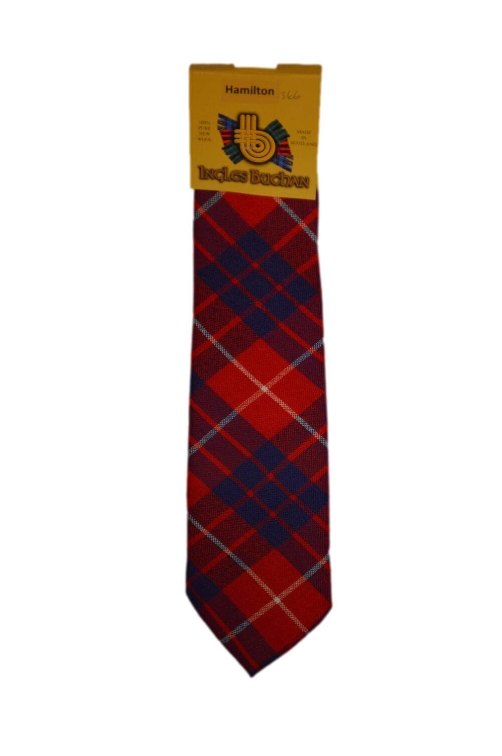 Men's Wool Tartan Tie - Hamilton Red Modern - Red, Blue