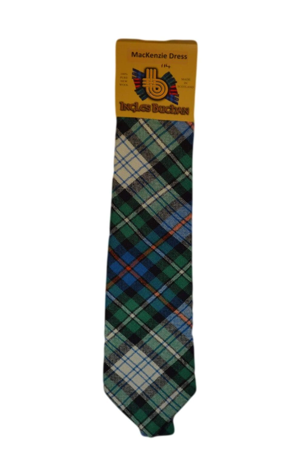 Men's Wool Tartan Tie - MacKenzie Dress Ancient - Green, White, Red