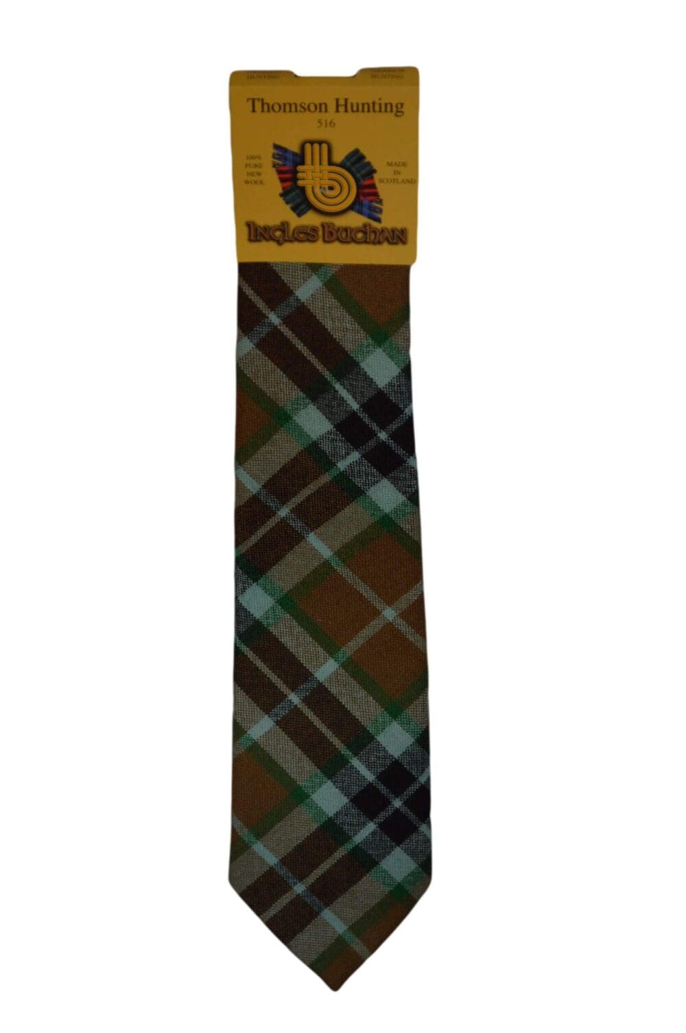 Men's Wool Tartan Tie - Thomson Hunting Modern - Brown