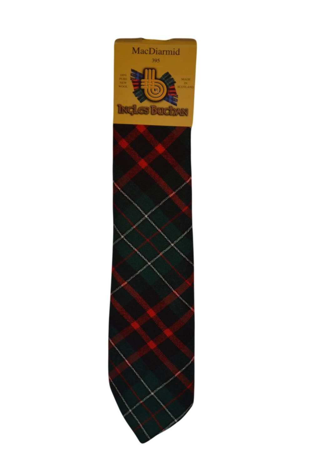 Men's Wool Tartan Tie - MacDiarmid Modern - Red, Green, Black