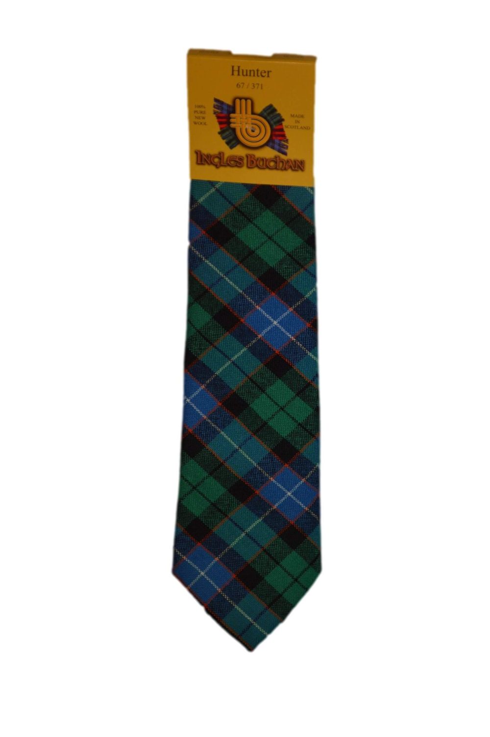 Men's Wool Tartan Tie - Hunter Ancient - Green, Blue, Red