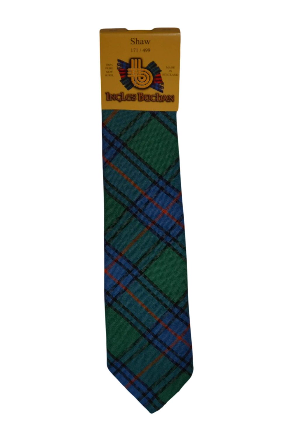 Men's Wool Tartan Tie - Shaw Ancient - Green, Blue