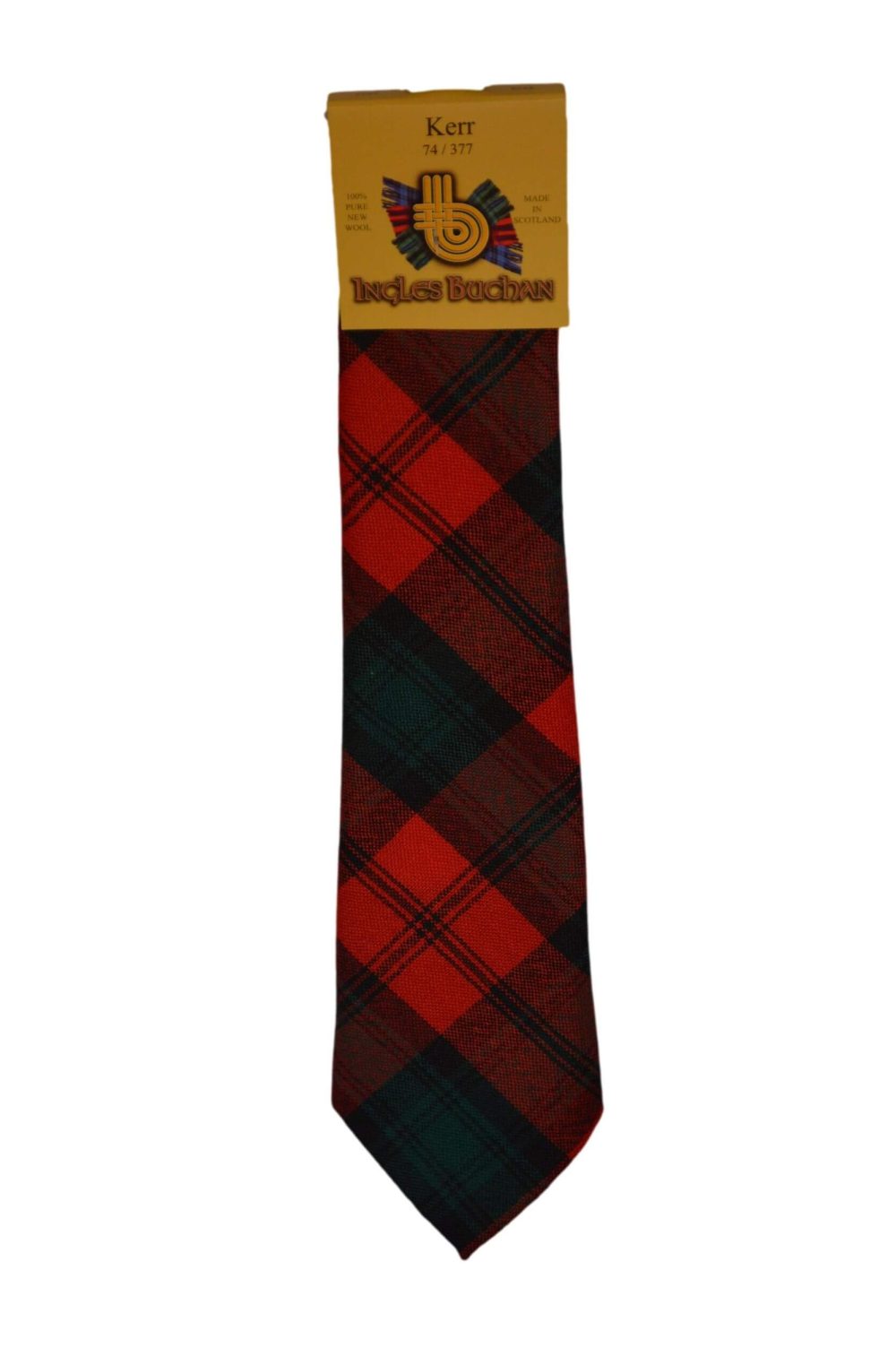 Men's Wool Tartan Tie - Kerr Modern - Red, Green