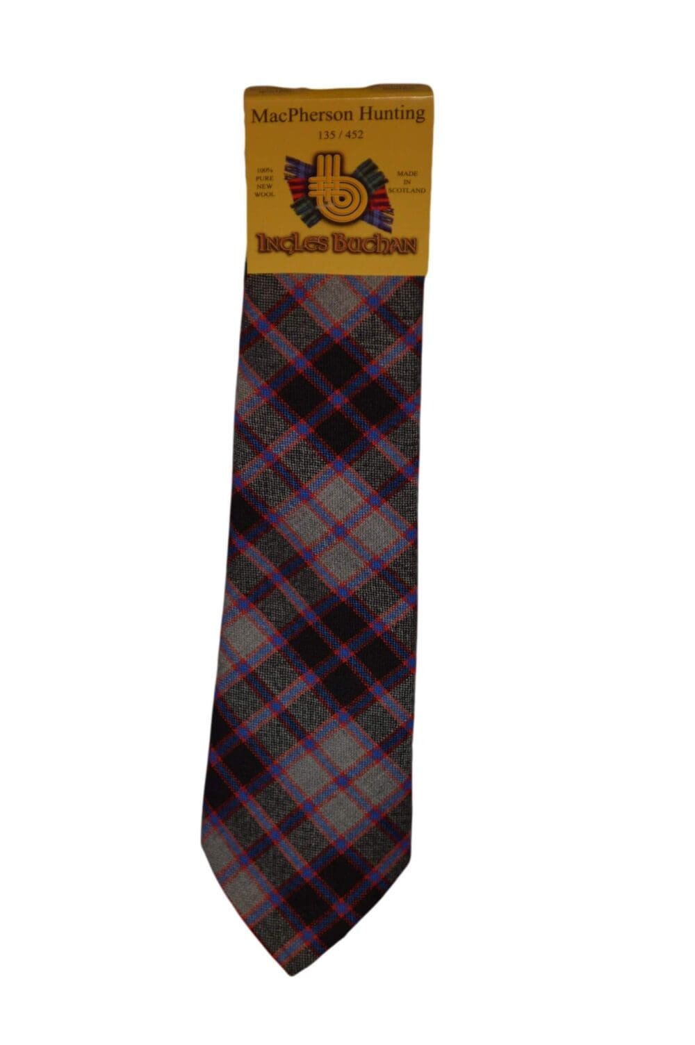 Men's Wool Tartan Tie - MacPherson Hunting Modern - Grey, Black