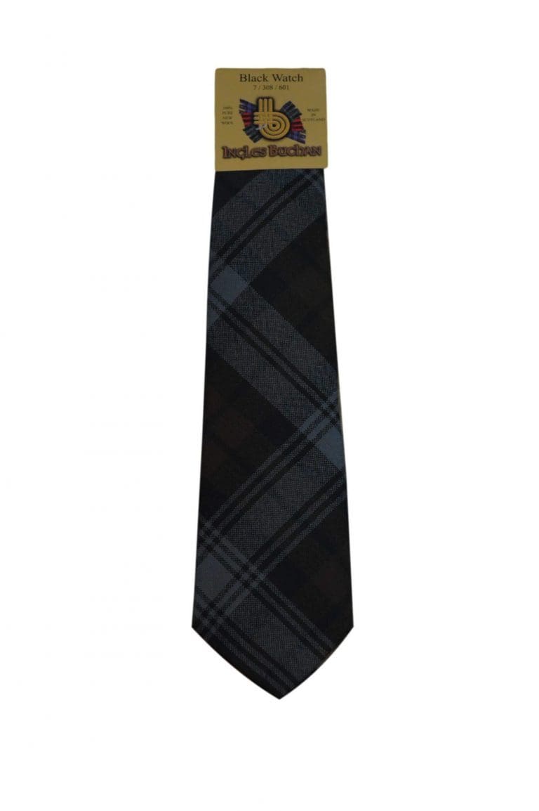 Men's Wool Tartan Tie - Black Watch Weathered
