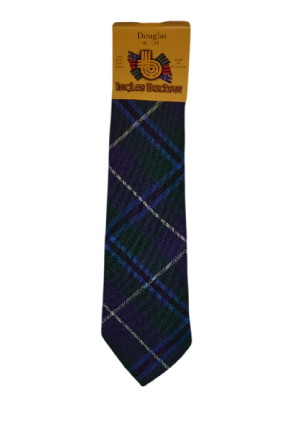 Men's Wool Tartan Tie - Douglas Modern - Green, Navy, White