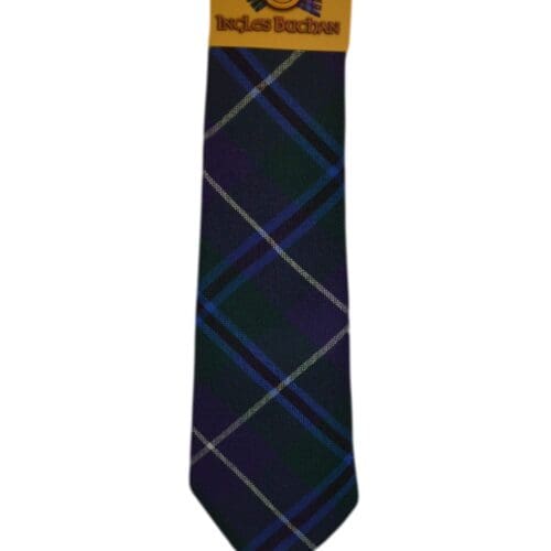 Men's Wool Tartan Tie - Douglas Modern - Green, Navy, White