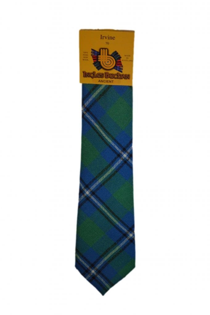 Men's Wool Tartan Tie Irvine Ancient Green, Blue House of