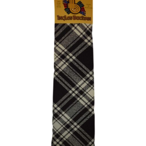 Men's Wool Tartan Tie - Menzies Black White Modern
