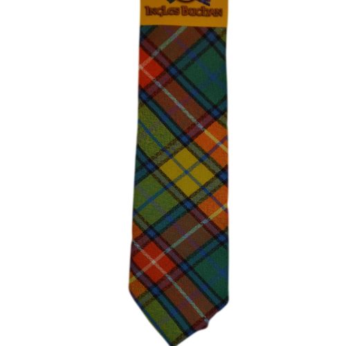 Men's Wool Tartan Tie - Buchanan Ancient - Red, Green, Yellow