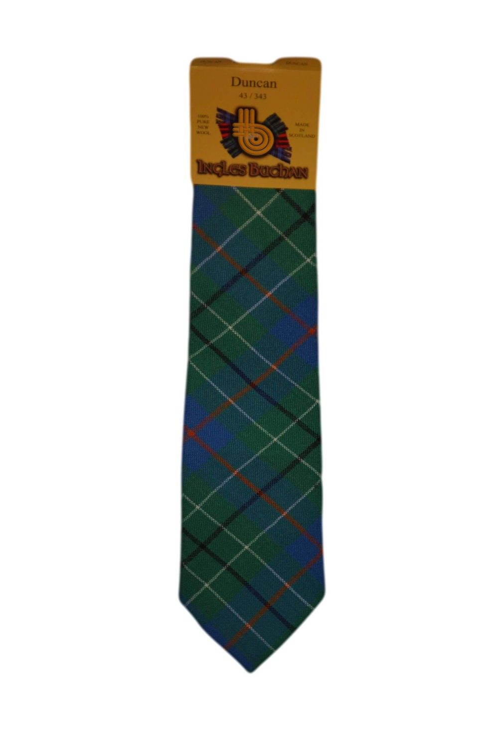 Men's Wool Tartan Tie - Duncan Ancient - Green, Blue, Black