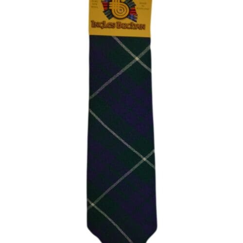 Men's Wool Tartan Tie - Hamilton Hunting Modern - Green, Navy, White