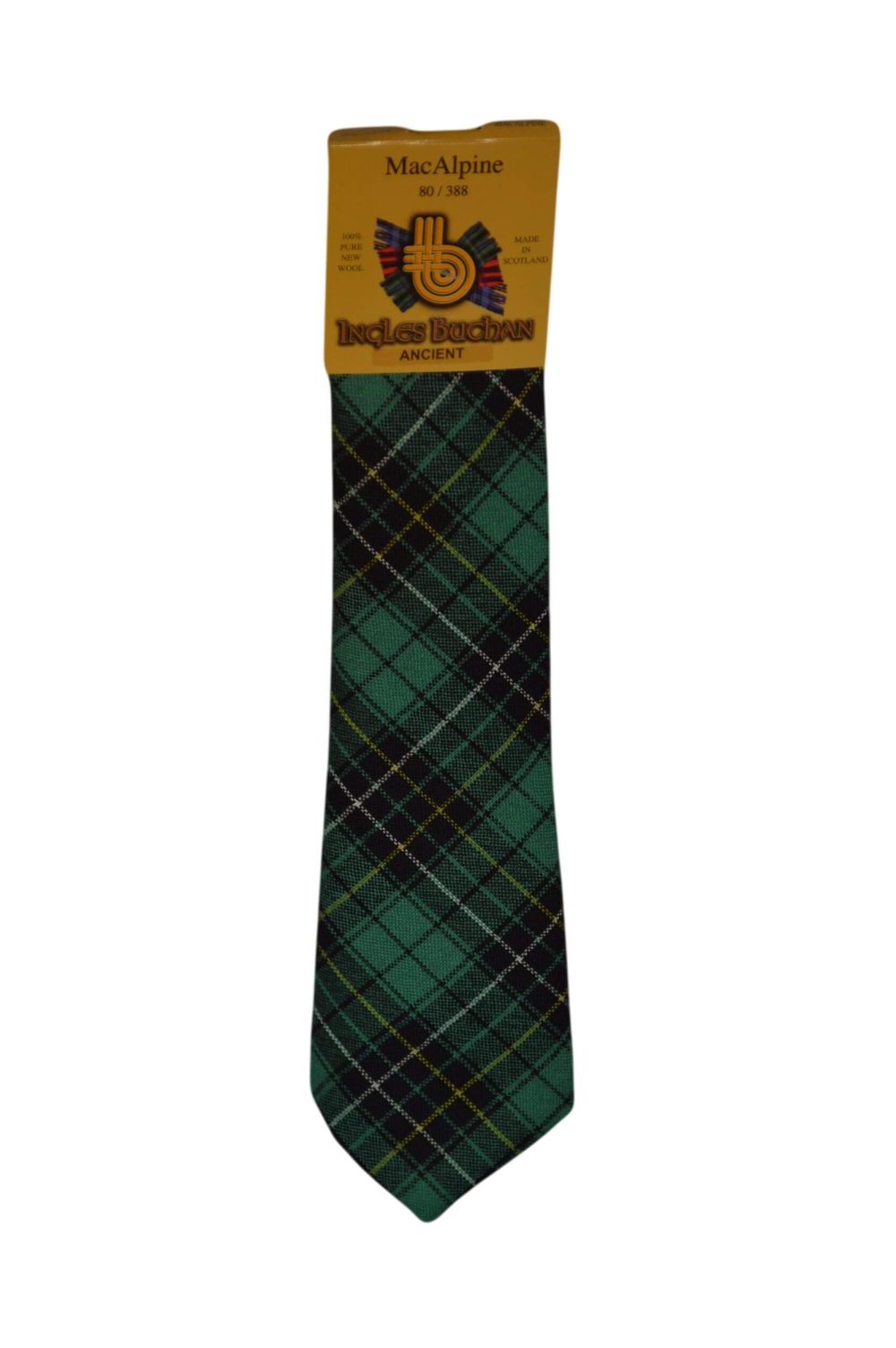Men's Wool Tartan Tie - MacAlpine Ancient - Green, Black