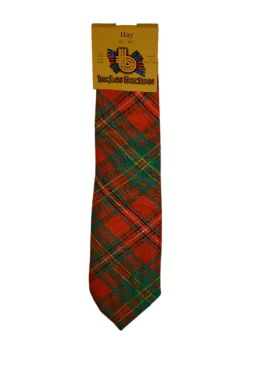 Men's Wool Tartan Tie - Hay Ancient - Orange, Green