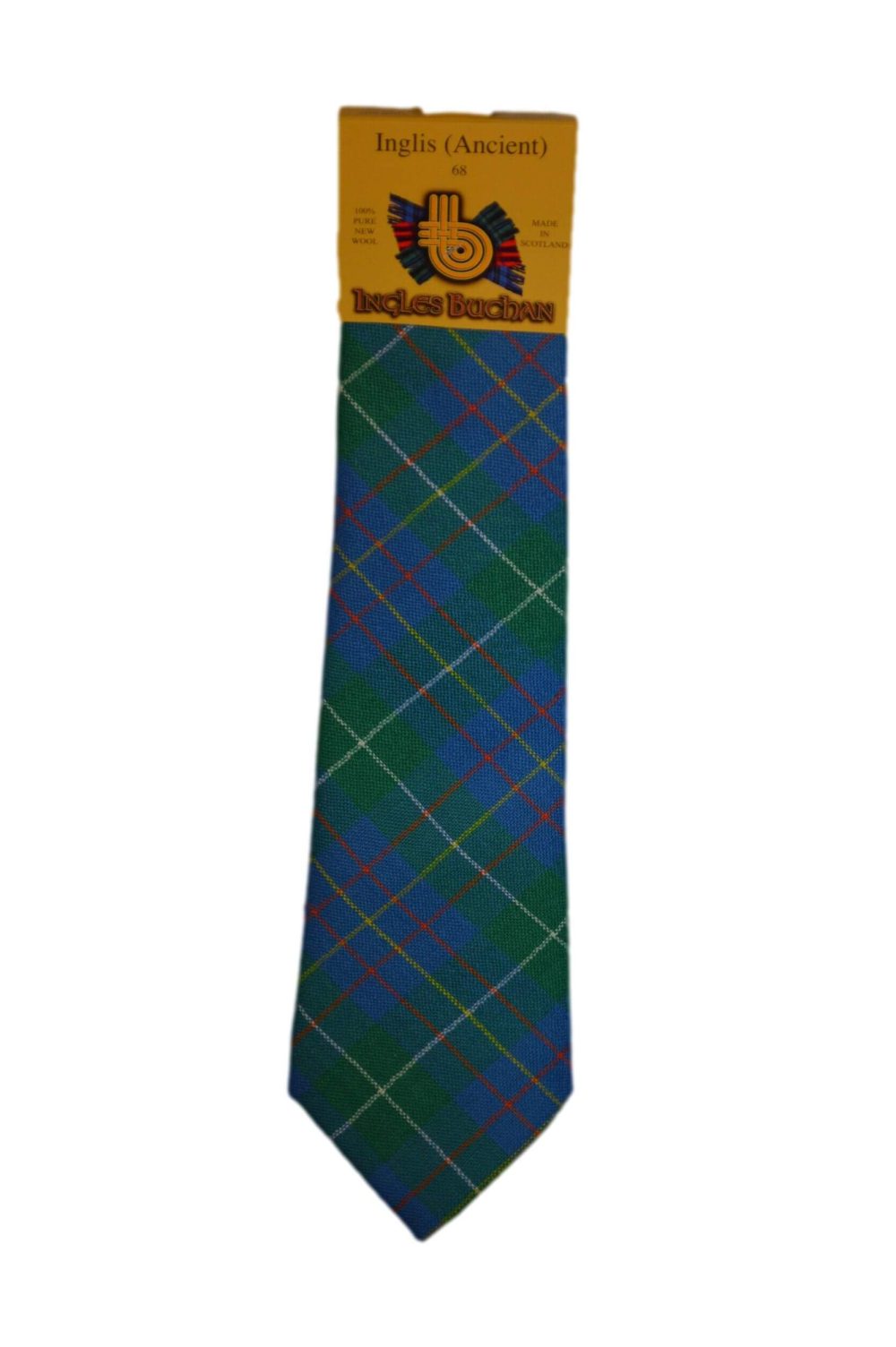 Men's Wool Tartan Tie - Inglis Ancient - Green, Blue
