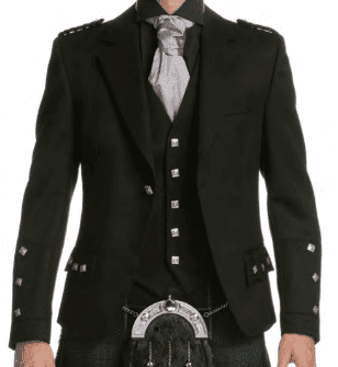 Crail Black Kilt Jacket and Waistcoat