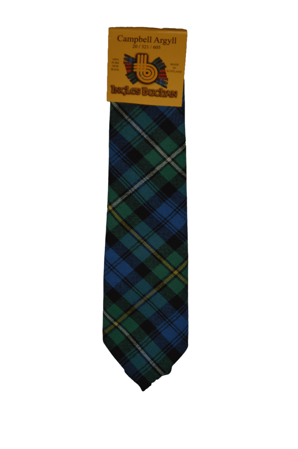 Men's Wool Tartan Tie - Campbell Argyll Modern - Blue, Green, Red