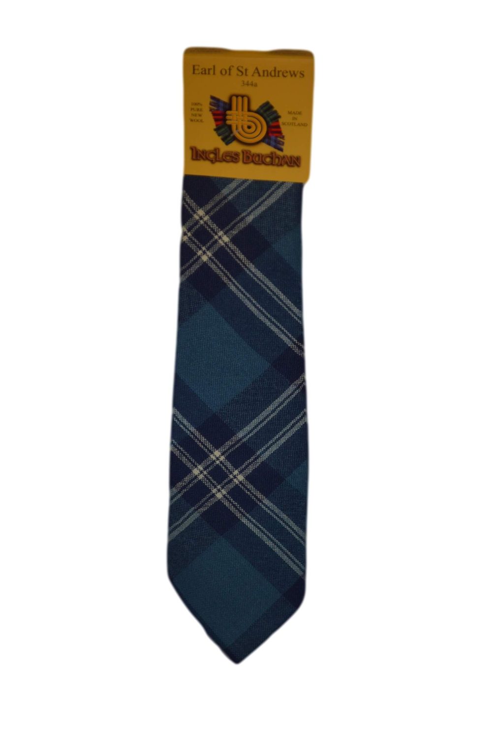 Men's Wool Tartan Tie - Earl Of St Andrews - Blue, Navy, White