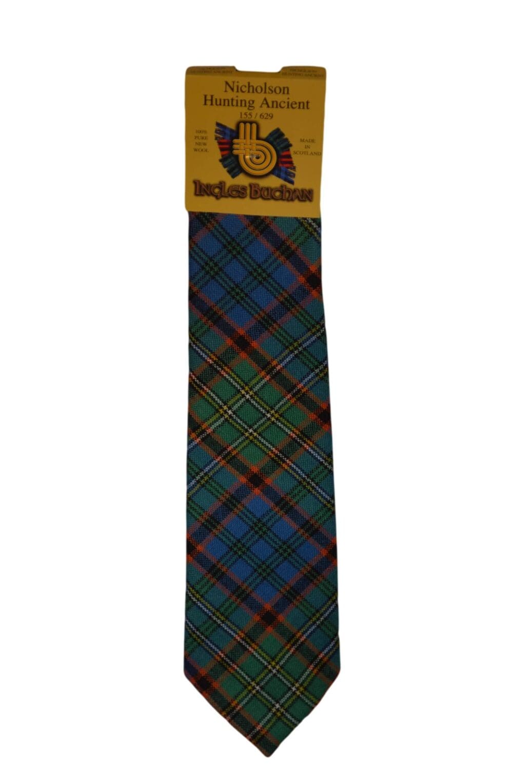 Men's Wool Tartan Tie - Nicholson Hunting Ancient - Green