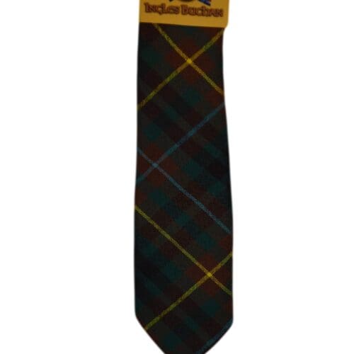 Men's Wool Tartan Tie - Buchanan Hunting - Brown, Green, Yellow